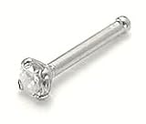 2mm REAL DIAMOND Solid 14kt White Gold Jewel Nose Ring Bone