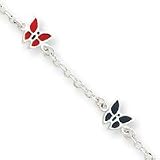 Sterling Silver Enamal Butterfly Childs Bracelet QG1332-6