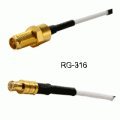 RG-316 SMA-RP female bulkhead to MCX male Cable, 50mm