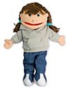 Childrens Toyshop  Toys : Small Puppet Buddie White Girl with Brown Hair Puppet