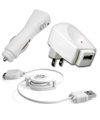 3-in-1 Micro USB/Travel/Car Charger Kit (White) for Blackberry cell phone