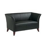 Office Star SL1512 Leather Love Seat with Maple Finish -Black