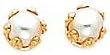 14K Yellow Gold Cultured Pearl Earrings Jewelry New |B