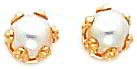 14K Yellow Gold Cultured Pearl Earrings Jewelry New |B