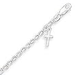 Sterling Silver Cross Charm Child's Bracelet - 6 Inch