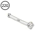 14KT White Gold Nose Bone Ring 1.5mm Genuine Diamond G SI1 22G FREE Nose Ring Backing