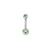 Stainless Steel Piercing Belly Ring with Light Green CZ Sold Individually
