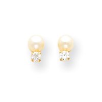 Childrens Toyshop  Jewelry : 14k 3.8mm Cultured Pearl and CZ Childrens Earrings