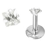 Square Lip Ring Labret Stud-18g-16g-14g-3 colors-Steel Flat Back Cartilage Earring-Tragus-Monroe Jewelry