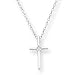 14k White .01ct Diamond Cross Childrens Necklace - 15 Inch