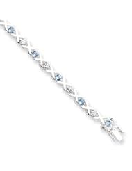 Sterling Silver Blue Topaz & CZ Bracelet