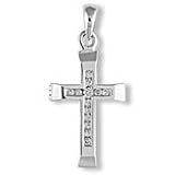 9 carat White Gold 12pts Diamond Channel Set Cross