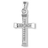 9 carat White Gold 12pts Diamond Channel Set Cross