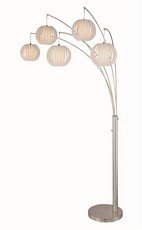 Lite Source LS-8872PSWHT Deion 5-Lite Arch Lamp Polished Steel with White Shade