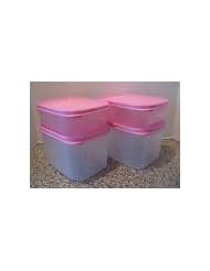 TUPPERWARE MODULAR MATES Set of 4 MINI RECTANGLES PINK