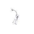 Stainless Steel Initial "N" Belly Ring with Clear CZ