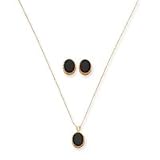 14k 10x8 Onyx Set of Pendant and Earrings SE1705