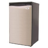 3.1 cu. ft. Compact Upright Freezer with 4 Pull-Out Drawers Adjustable Thermostat Manual Defrost Lock and Reversible Doors: in Stainless Steel