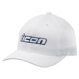 ICON MEN'S MOTORCYCLE SLANT HAT - WHITE S/M - FLEX FIT-NEW