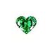 STERLING SILVER STUD EARRINGS With Emerald CZ - Heart - Size: 7mm