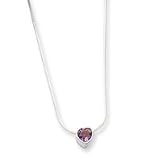 Sterling Silver Amethyst Heart Pendant on Chain Necklace - 18 Inch - Italian