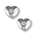 9 carat White Gold 1.5pts Fine Diamond set heart-shape solitaire Stud earrings