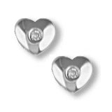 9 carat White Gold 1.5pts Fine Diamond set heart-shape solitaire Stud earrings