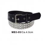Black and Silver Pyramid Studded Belt - 3 row