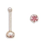 2mm Pink Crystal Nose Stud. Nose Studs are sold in pairs.