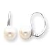 14k White Gold 8mm Pearl Leverback Earrings