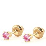 Cheap Girls Jewelry Baby Jewelry - 14K Yellow Gold Pink Birthstone Screw Back Earrings For Sale