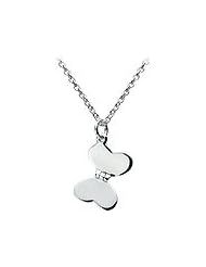 Girls Jewelry - Sterling Silver Butterfly Heart Necklace (12-14 inches)