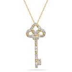 0.25 Cts Diamond Celtic Trinity Key Pendant in 14K Yellow Gold
