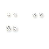 14k Gold 3-Pair Set - CZ Post Earrings