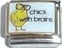 Clearly Charming Chick With Brains Animal Italian Charm Bracelet Link