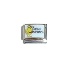 Clearly Charming Chick With Brains Animal Italian Charm Bracelet Link