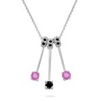 0.30 Ct Pink Sapphire & Black Diamond Necklace in 14K White Gold 0.30 Ct Pink Sapphire & Black Diamond Necklace in 14K White Gold