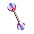 Stainless Steel with UV Blue/Purple Square Cross Barbell Sold as a Pair