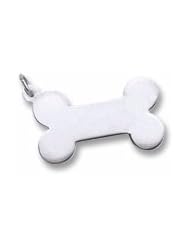 Rembrandt Charms, Dog Bone Charm in Solid Sterling Silver or Gold, Engravable