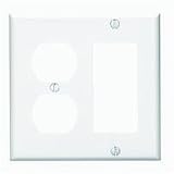 Enlarge the images for Leviton 80455-W 2-Gang 1-Duplex 1-Decora/GFCI Device Combination Wallplate, Standard Size, Thermoset, Device Mount, White