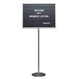 Adjustable, 45-62h, Single-Pedestal Magnetic 24 x 18 Letter Board, Gray/Chrome