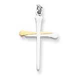 Sterling Silver & Vermeil Nail Cross with 20 Inch Sterling Silver Chain