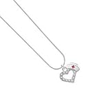 Small Swarovski Crystal Heart with Nurse Hat - Silver Plated Snake Chain Char...