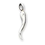 Sterling Silver Italian Horn Charm W/18" Necklace Included