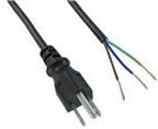AC Power Cords 18AWG 3COND 12' BLACK SJT