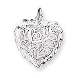 Sterling Silver Diamond-Cut Heart Charm