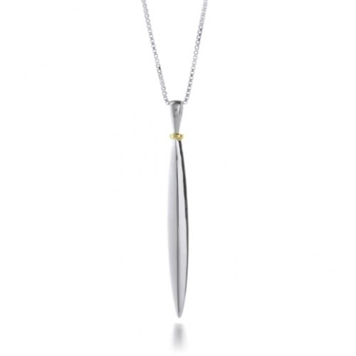 Bling Jewelry NY Fifth Ave Designer Inspired Two-Tone Sterling Silver Feather Pendant