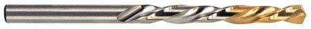 dia. – 1, dec. equiv. – .2280, flute length – 2-5/8, oal – 3-7/8, wire gauge size, jobber length, straight shank, gold-p coated hss drill