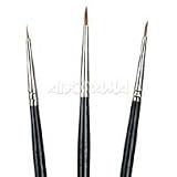 Adorama Retouching Brush Set, #000, #00 & #0 Size, for Retouching Black & White and Color Prints, Set of Three