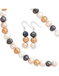 Sterling Silver Multi-colored Freshwater Cultured Pearl 3 Piece Set - QH970SET"